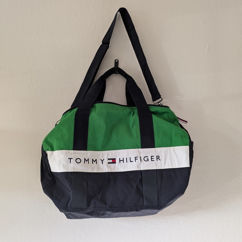 Tommy Hilfiger Green and Black Duffel Bag